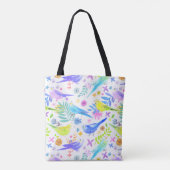 Whimsical Watercolor Budgie Parakeets Tasche (Rückseite)