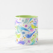 Whimsical Watercolor Budgie Parakeets Tasse (Zentrum)