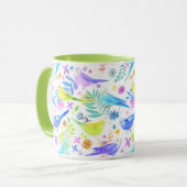 Whimsical Watercolor Budgie Parakeets Tasse (Vorderseite Links)