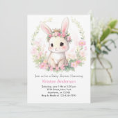 Whimsical Watercolor Bunny Girl Baby Dusche Einladung (Stehend Vorderseite)