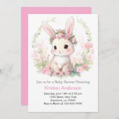 Whimsical Watercolor Bunny Girl Baby Dusche Einladung (Vorne/Hinten)