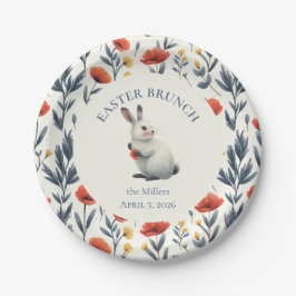 Whimsical Watercolor Bunny Meadow Easter Brunch Pappteller