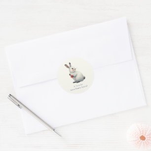 Whimsical Watercolor Bunny Meadow Osterbrunch Runder Aufkleber