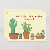 Whimsical Watercolor Cactus Moving Announcement Postkarte (Vorne/Hinten)