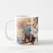 Whimsical Watercolor Calico Cat and Butterfells Kaffeetasse (Links)