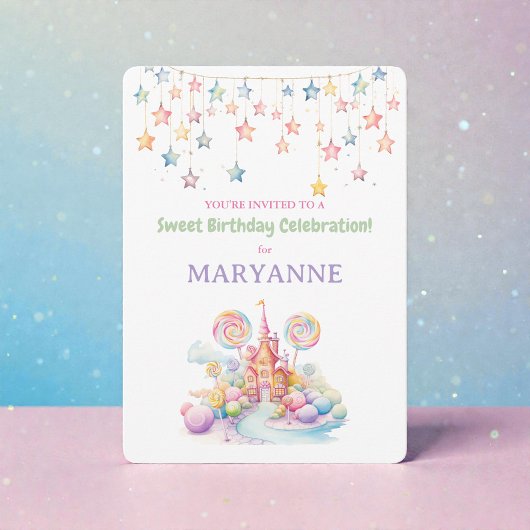 Whimsical Watercolor Candy Birthday Invitation Einladung
