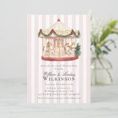 Whimsical Watercolor Carousel Holiday Gathering Einladung (Stehend Vorderseite)