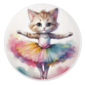 Whimsical Watercolor Cat Ballerina in Tutu Keramikknauf (Vorderseite)