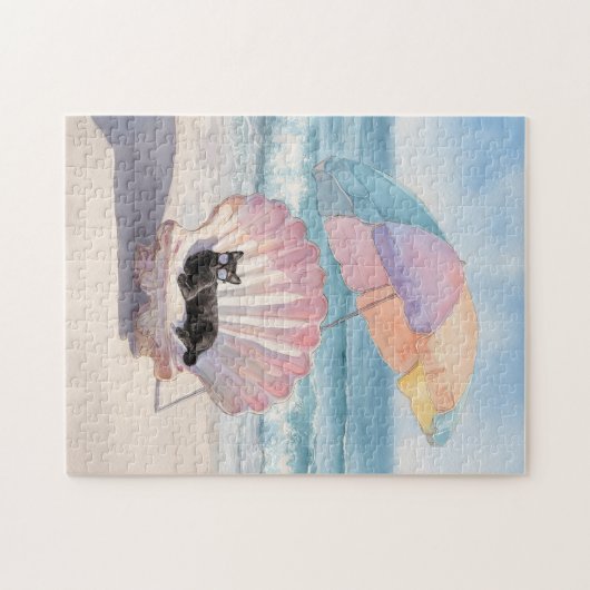 Whimsical Watercolor Cat Puzzle (Horizontal)