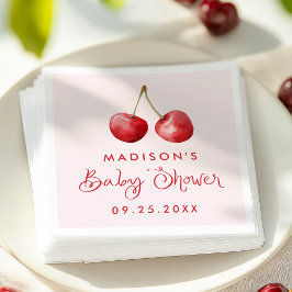 Whimsical Watercolor Cherry Baby Dusche Serviette