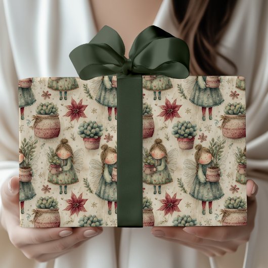 Whimsical Watercolor Christmas Fairy Garden Gift Geschenkpapier