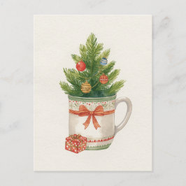 Whimsical Watercolor Christmas Tree Mug Feiertagspostkarte