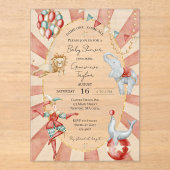 Whimsical Watercolor Circus Carnival Baby Shower Acryleinladungen (Vorderseite)