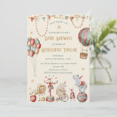 Whimsical Watercolor Circus Carnival Baby Shower Einladung (Stehend Vorderseite)
