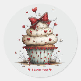 Whimsical Watercolor Cupcake Liebe Aufkleber