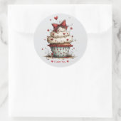 Whimsical Watercolor Cupcake Liebe  Aufkleber (Tasche)