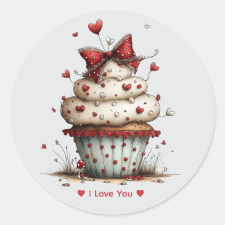 Whimsical Watercolor Cupcake Love Sticker