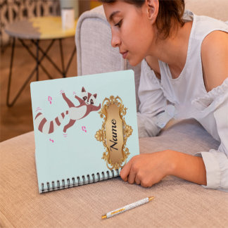 Whimsical Watercolor Dancing Raccoon" Artist Noteb Planer