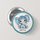 Whimsical Watercolor Elephant Airplane Babydusche Button (Vorne & Hinten)