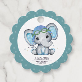 Whimsical Watercolor Elephant Airplane Babydusche Geschenkanhänger