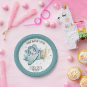 Whimsical Watercolor Elephant Airplane Babydusche Pappteller (Party)