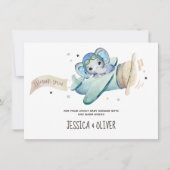 Whimsical Watercolor Elephant Airplane Vielen Dank Einladung (Vorderseite)