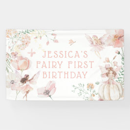 Whimsical Watercolor Fairy 1. Geburtstag Banner