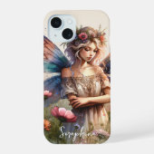 Whimsical Watercolor Fairy mit Personalisiertem Na iPhone 15 Hülle (Rückseite)
