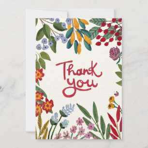Whimsical Watercolor Floral Danke Karte