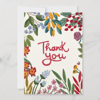 Whimsical Watercolor Floral Danke Karte