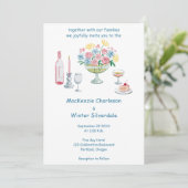 Whimsical Watercolor Floral & Drinks Wedding Einladung (Stehend Vorderseite)