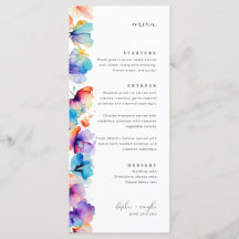 Whimsical Watercolor Floral Float Wedding Menu