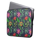 Whimsical Watercolor Floral Navy Blue Laptopschutzhülle (Vorderseite Links)