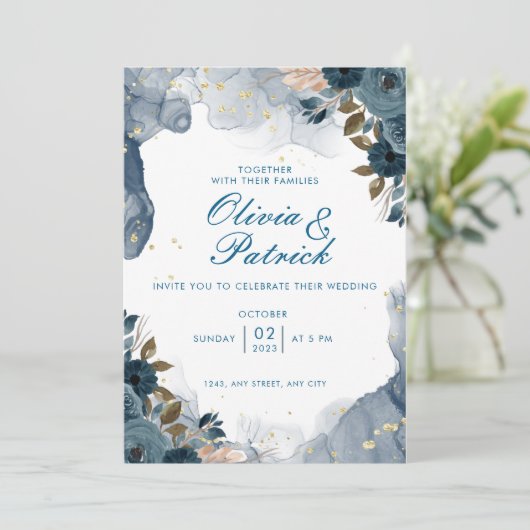 Whimsical Watercolor Floral Wedding Einladungen (Stehend Vorderseite)
