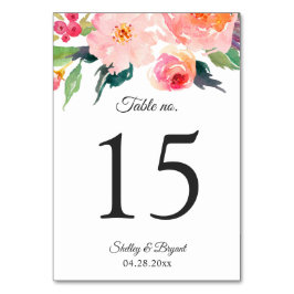 Whimsical Watercolor Floral Wedding Tischnummer