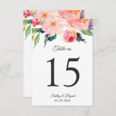 Whimsical Watercolor Floral Wedding Tischnummern (Vorne/Hinten)