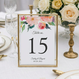 Whimsical Watercolor Floral Wedding Tischnummern