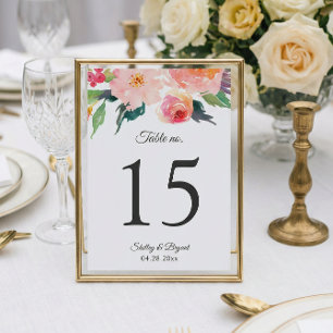 Whimsical Watercolor Floral Wedding Tischnummern