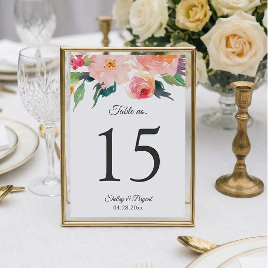 Whimsical Watercolor Floral Wedding Tischnummern