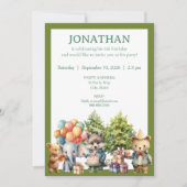 Whimsical Watercolor Forest Birthday Invitation Einladung (Vorderseite)