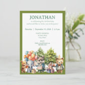 Whimsical Watercolor Forest Birthday Invitation Einladung (Stehend Vorderseite)