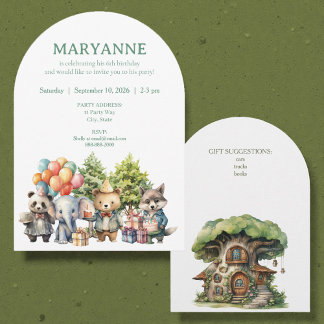 Whimsical Watercolor Forest Birthday Invitation Einladung