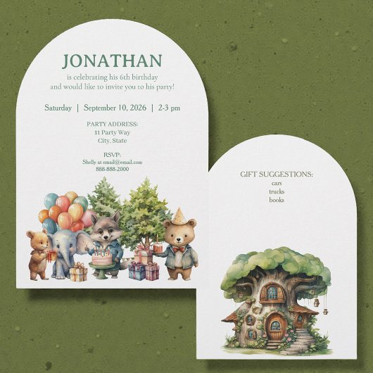 Whimsical Watercolor Forest Birthday Invitation Einladung