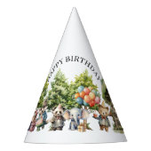 Whimsical Watercolor Forest Birthday Partyhütchen (Vorderseite)