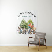 Whimsical Watercolor Forest Birthday Wandteppich (Beispiel)
