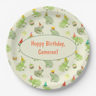 Whimsical Watercolor Frosch Geburtstagsparty Pappteller