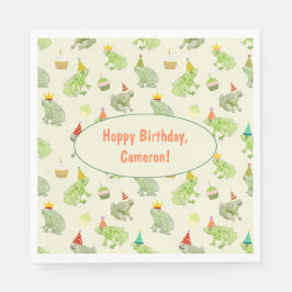 Whimsical Watercolor Frosch Geburtstagsparty Serviette