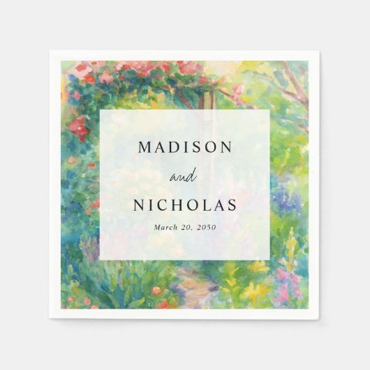 Whimsical Watercolor Garden Themed Wedding Serviette (Vorderseite)