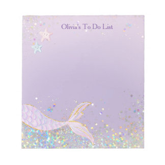 Whimsical Watercolor Glitzer Mermaid Schwanz Notizblock