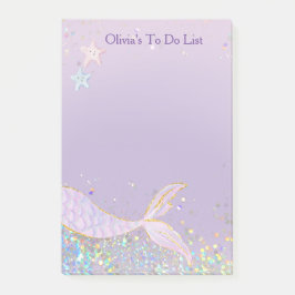 Whimsical Watercolor Glitzer Mermaid Schwanz Post-it Klebezettel